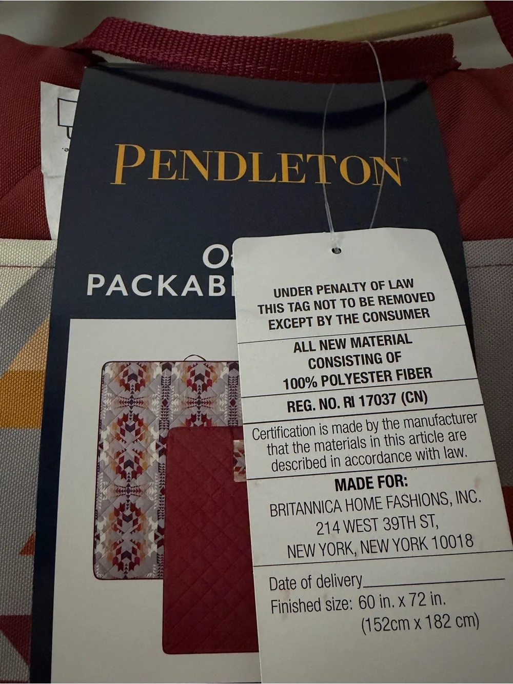 Pendleton Packable Outdoor Blanket - Maroon, Mustard & Blue Geometric